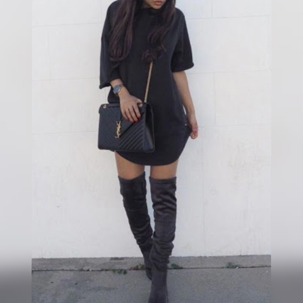 Elevator over knee boots Vegan Suede dark gray - Picture 4 of 7